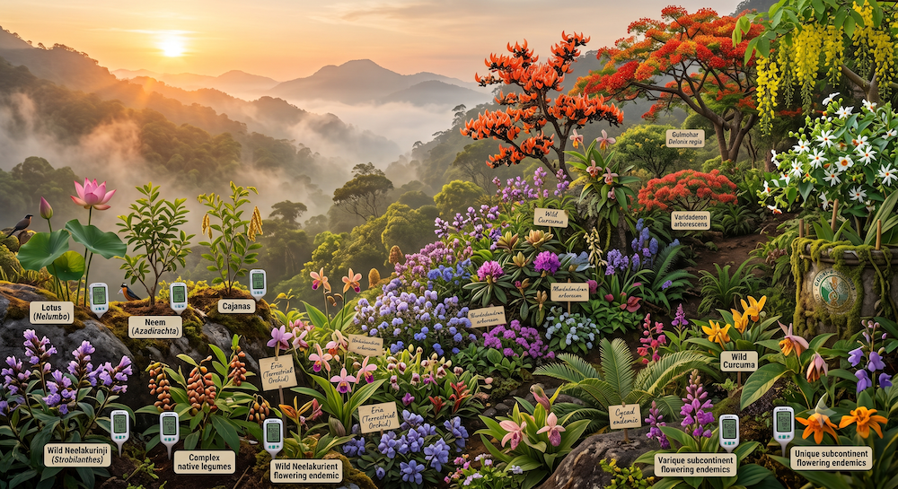 Collection of Indian Subcontinent Endemic Flora in Nature